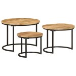 Vidaxl tables gigognes 3 pcs bois de manguier massif brut Vidaxl tables gigognes 3 pcs bois de manguier massif brut