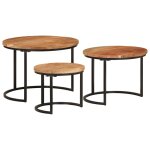 Vidaxl tables gigognes 3 pcs bois massif d'acacia