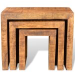 Vidaxl table gigogne 3 pcs bois massif de manguier