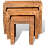 Vidaxl table gigogne 3 pcs bois massif de manguier