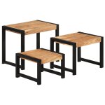 Vidaxl tables gigognes 3 pcs bois solide
