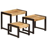 Vidaxl tables gigognes 3 pcs bois solide de manguier