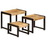 Vidaxl tables gigognes 3 pcs bois solide de manguier Vidaxl tables gigognes 3 pcs bois solide de manguier