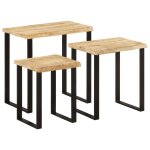 Vidaxl tables gigognes 3 pcs avec bord vivant bois de manguier massif