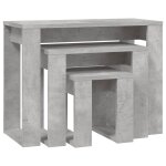 Vidaxl tables gigognes 3 pcs gris bton bois d'ingnierie