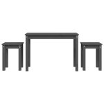 Vidaxl tables gigognes 3 pcs gris bois de pin massif