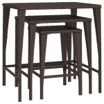 Vidaxl tables gigognes 3 pcs marron rsine tresse