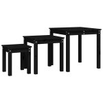 Vidaxl tables gigognes 3 pcs noir bois de pin massif