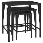 Vidaxl tables gigognes 3 pcs noir rsine tresse