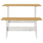 Vidaxl table  manger et banc reine marron miel blanc bois pin solide