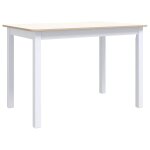 Vidaxl table � manger blanc et marron 114x71x75 cm bois d'h�v�a massif