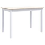 Vidaxl table � manger blanc et marron 114x71x75 cm bois d'h�v�a massif