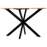 Vidaxl table � manger bois de manguier brut massif et acier 120x77 cm