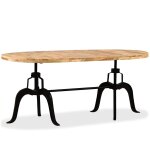 Vidaxl table � manger bois de manguier massif et acier 180 cm