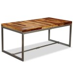 Vidaxl table � manger bois massif et acier 180 cm