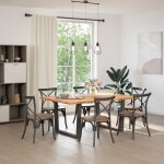Vidaxl table  manger avec bord naturel 180x100x74cm bois massif chne