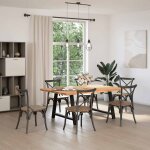 Vidaxl table  manger avec bord naturel 180x100x74cm bois massif chne