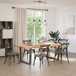 Vidaxl table à manger avec bord naturel 220x120x74cm bois massif chêne Vidaxl table à manger avec bord naturel 220x120x74cm bois massif chêne