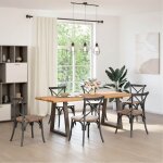 Vidaxl table à manger avec bord naturel 220x80x74 cm bois massif chêne Vidaxl table à manger avec bord naturel 220x80x74 cm bois massif chêne