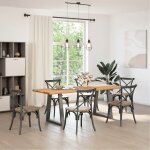 Vidaxl table à manger avec bord naturel 220x80x74 cm bois massif chêne Vidaxl table à manger avec bord naturel 220x80x74 cm bois massif chêne