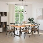 Vidaxl table  manger et bord naturel bois massif chne