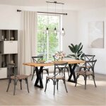 Vidaxl table à manger avec bord vivant 220x80x74 cm bois massif chêne Vidaxl table à manger avec bord vivant 220x80x74 cm bois massif chêne