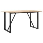 Vidaxl table � manger cadre en o 140x80x75, 5 cm bois pin massif acier