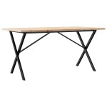 Vidaxl table à manger cadre en x 140x80x75, 5 cm bois pin massif acier Vidaxl table à manger cadre en x 140x80x75, 5 cm bois pin massif acier