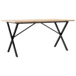 Vidaxl table � manger cadre en x 160x80x75, 5 cm bois pin massif acier