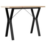 Vidaxl table � manger cadre en y 100x50x75, 5 cm bois pin massif acier