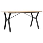 Vidaxl table � manger cadre en y 140x80x75, 5 cm bois pin massif acier