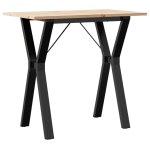Vidaxl table � manger cadre en y 80x50x75 cm bois de pin massif acier