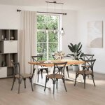 Vidaxl table  manger marron clair bois de chne massif