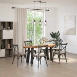 Vidaxl table  manger marron clair bois de chne massif ovale