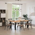 Vidaxl table � manger avec bord naturel bois de ch�ne massif rectangulaire