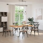 Vidaxl table  manger marron clair bois de chne massif rectangulaire