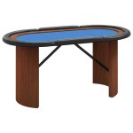Vidaxl table de poker 10 joueurs bleu 160x80x75 cm