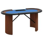 Vidaxl table de poker 8 joueurs avec plateau  jetons bleu 160x80x75cm