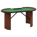 Vidaxl table de poker 8 joueurs avec plateau  jetons vert 160x80x75cm