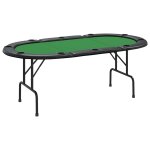 Vidaxl table de poker pliable 10 joueurs vert 207x106x76 cm