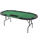 Vidaxl table de poker pliable pour 9 joueurs 3 plis ovale vert Vidaxl table de poker pliable pour 9 joueurs 3 plis ovale vert