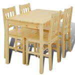 Vidaxl table de salle  manger en bois avec 4 chaises naturel
