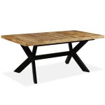 Vidaxl table  manger bois de manguier massif et croix en acier 180 cm