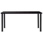 Vidaxl table  manger noir 160x80x75 cm verre tremp