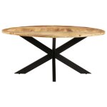 Vidaxl table de salle � manger ronde 175x75 cm bois de manguier brut