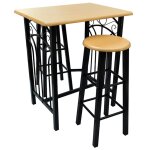 Vidaxl table et tabouret de bar 3 pcs bois et acier