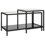 Vidaxl tables � th� 2 pcs verre tremp� noir