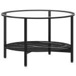 Vidaxl table à thé noir et marbre noir 70 cm verre trempé Vidaxl table à thé noir et marbre noir 70 cm verre trempé
