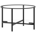 Vidaxl table  th noir et transparent 70 cm verre tremp