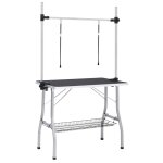 Vidaxl table de toilettage rglable de chiens avec 2 boucles et panier